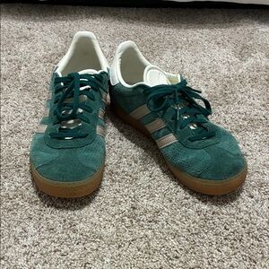 Adidas Teal Suede Sneakers with White Stripes